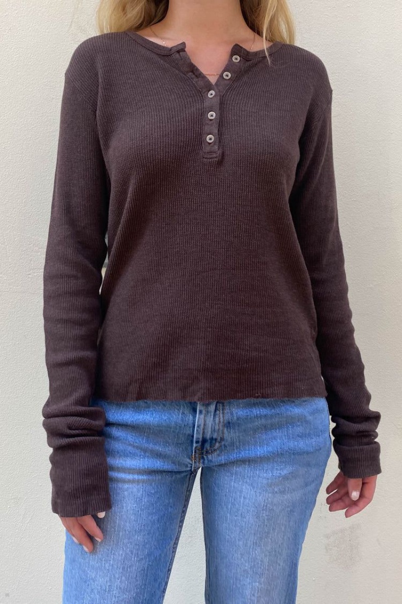 Hauts Brandy Melville Ahern Thermal Long Sleeve Marron | TXM-17764234